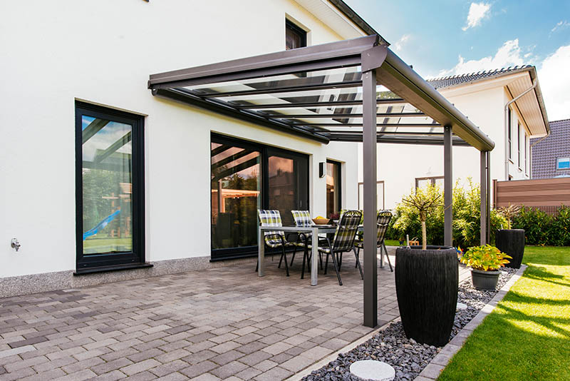 Terrassendach Alu Glas Wetterschutz Terrasse