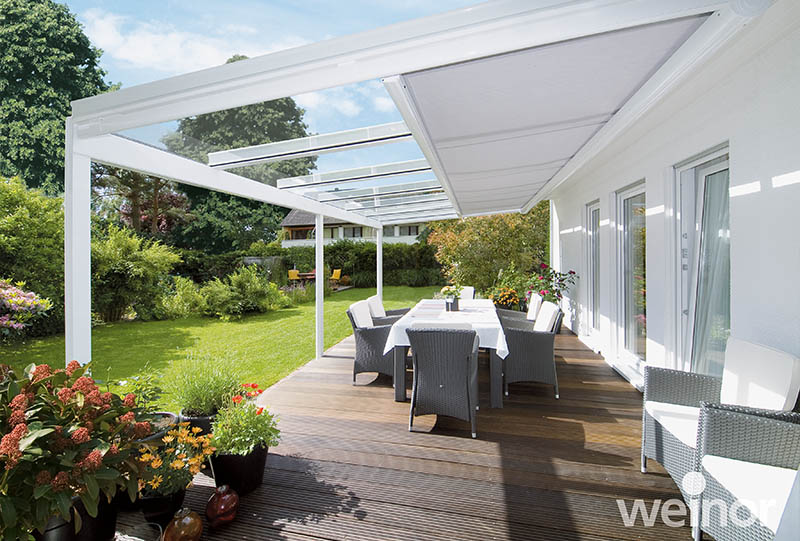Terrassenüberdachung Sonnenschutz terrasse vor regen schützen